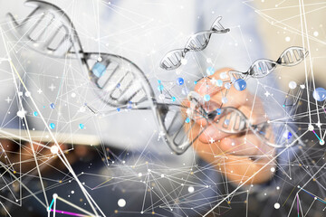 Sticker - dna and medical and technology background