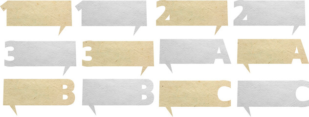 Poster - speech bubbles alphabet letters with paper texture background, isolated clipping paths for design wo