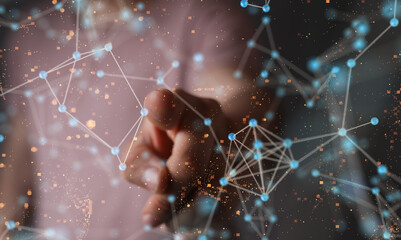 Global network. Blockchain. 3D illustration. Neural networks and artificial intelligence. Abstract