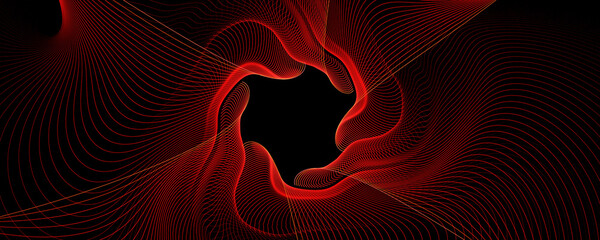 Poster - Red abstract wave line background