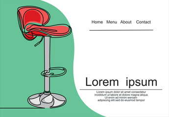 Wall Mural - bar stool line icon-continuous line drawing