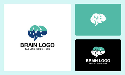 Wall Mural - brain beat technology logo vector