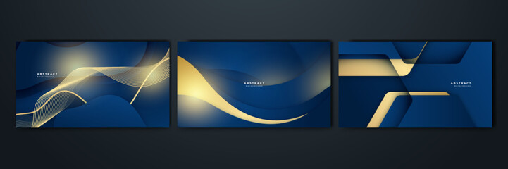 Wall Mural - Golden lines on blue background