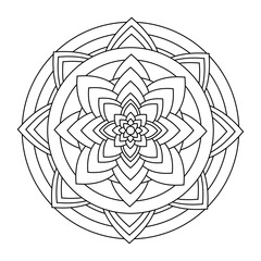 Wall Mural - Monochrome Mandala, Decorative ornament, patterned design element, Vector Ethnic Amulet.