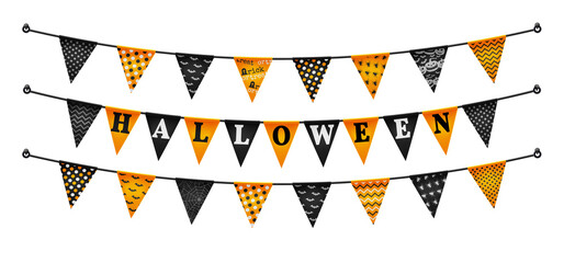 Wall Mural - Halloween buntings for Happy Halloween.Halloween Flags Garlands with orange and black.Website spooky or banner template.