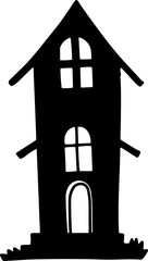 Silhouette Halloween House, isolated on Transparency background, illustration of elements for halloween. Tattoo