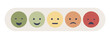 Emotions feedback icon. Emotions scale concept. Emoji set for mood tracker. Excellent, good, normal, bad and awful. Customer survey, review and opinion. Vector flat illustration