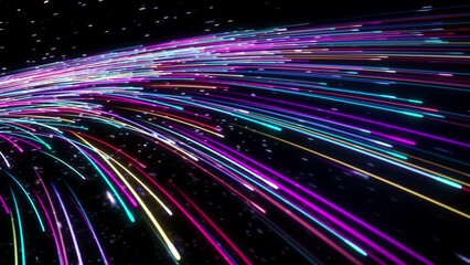 Wall Mural - This is a stock motion graphic that shows the abstract movement of light particles in an orbit.