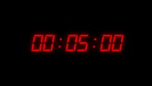 countdown 5 minutes with digital clock time | red color clock timer for minutes	

