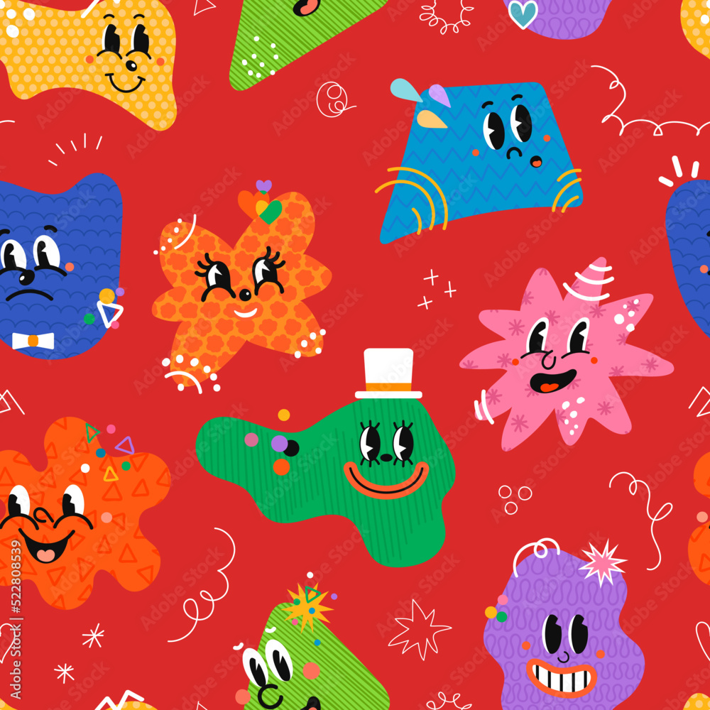 Vector Colorful Seamless Background with Illustrations of different ...