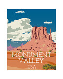 Fototapeta  - Monument Valley poster color vector graphic