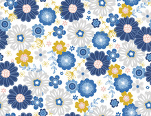 Sweet Seamless Floral And Butterfly Pattern In A Bright, Trendy Color Scheme. A Modern Twist On A Folksy, Retro Floral Print.