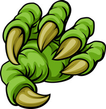 Green Cartoon Monster Claw With Long Talons