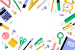 © subkontr - Modern flat background with school supplies. Vector simple background back to school.