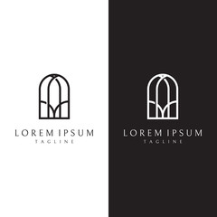 Wall Mural - abstract elements of arch line vector logo, for the construction of doors, windows, buildings and ar