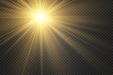 Poster - Yellow sun with rays and glow.Bright beautiful star.