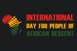 International day for people of African descent concept.