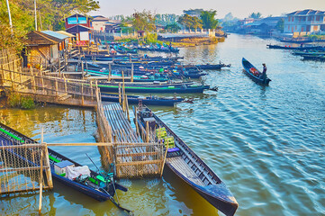 Wall Mural - Kayaks in port, Nyaungshwe, Myanmar