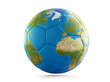 world planet earth soccer ball on transparent 3d-illustration. elements of this image furnished by NASA