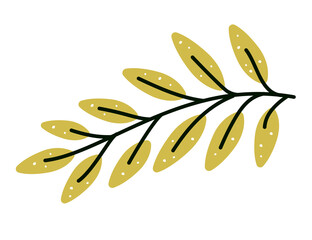 Wall Mural - Vector illustration with olive branch in cartoon style. Label for olive oil producers, packaging design for olives.