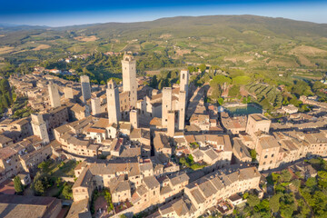 Aerial view of the town of San Gimignano Tuscany Italy