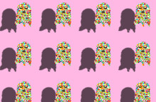 Colorful Lady Ghosts Copied All Over The Pink Background, Creative Art Modern Design

