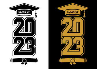 lettering class of 2023 for greeting, invitation card. text for graduation design, congratulation ev