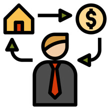 Investor Profits Money Real Estate House - Filled Outline Icon