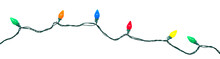 Border Of Festive Colorful Holiday Light String Isolated On A Transparent Background
	