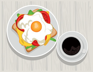 Sticker - sandwich with egg fried airview