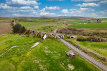 Railroad Bridge Over A Creek And Field In Rosalia, WA