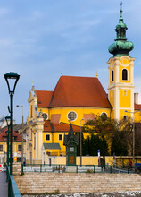 Unusual Carmelite Templom Built In Baroque Style In 18th Century In Center Of Gyor, Hungary