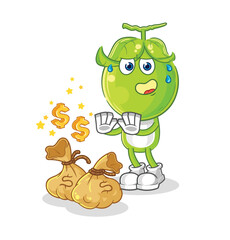 Wall Mural - pea head refuse money illustration. character vector