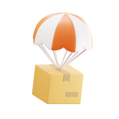 3d illustration of parachute box icon