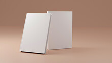 Hardcover book template, two blank book stand mockup for design purposes, 3d rendering