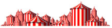 Circus Horizontal Design And Festival Background With Blank Space As A Big Top Tent Carnival Fun And Entertainment Icon For A Theatrical Party Festival Isolated On A White Background