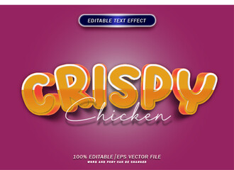 Poster - 3d cartoon Chicken crispy text effect. 3d font style effect.