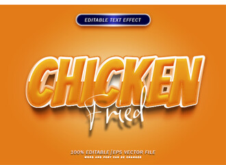 Poster - 3d cartoon Fried Chicken text effect. 3d font style effect.	