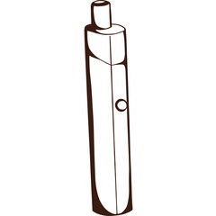 Hand-drawn vape clipart. Doodle illustration of an electronic cigarette. Stippling vapor