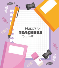 Poster - happy teachers day lettering in sheet