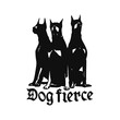 vector illustration of three black dogs
