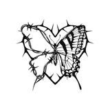 Fototapeta Motyle - vector butterfly with barbed wire
