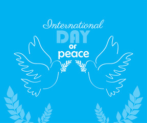 Canvas Print - peace day lettering with doves