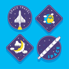 Wall Mural - four space outer badges