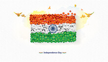 India Independence Day Creative Concept. Indian Tricolour Flag. Patriotic Design With Smiley Face Background.