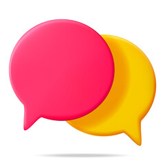 Fototapete - 3D Red and Yellow Blank Speech Bubble Isolated on White. Rendering Chat Balloon Pin. Notification Shape Mockup. Communication, Web, Social Network Media, App Button. Realistic Vector Illustration
