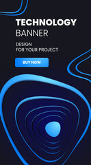 Wall Mural - modern technology banner in geometry style. futuristic hi-tech colorful background. vector illustrat