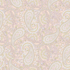  Damask Paisley seamless vector pattern for fabric design.