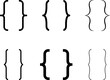 Curly braces, double symmetric brackets. Vector Typography symbols pair, frames for punctuation, maths, elements sign for text quote, mathematics.