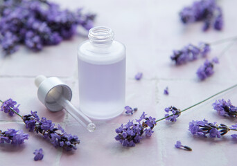 Wall Mural - Aromatherapy lavender bath salt and massage oil